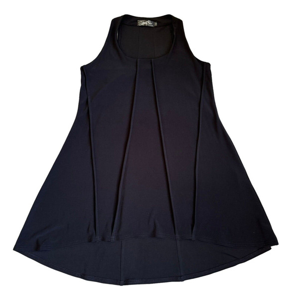 Sympli Made In Canada Black Sleeveless Hi Low Tunic Jersey Knit Top Sz 6 - Picture 1 of 11